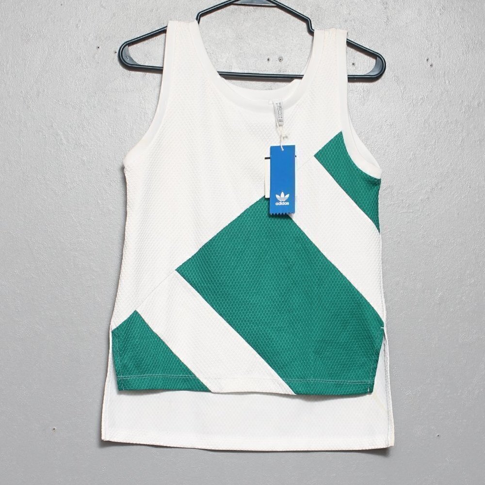 AdidS NWT equipment green and white tank top mesh athletic graphic top